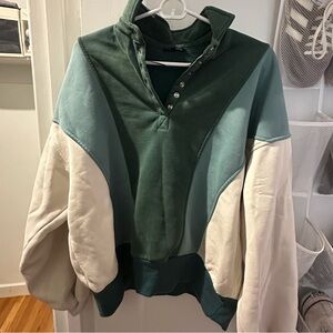 Green and Cream Pullover Sweatshirt